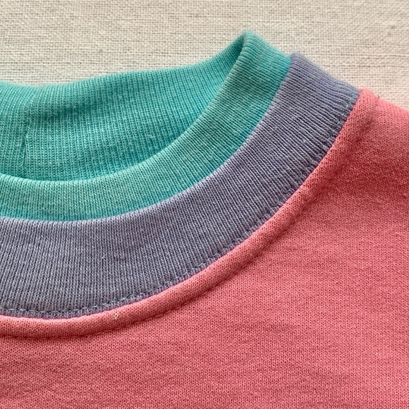 Vintage Oshkosh B’gosh Pink, Lavender, Pastel Colorblock Pullover Sweatshirt 18M - Picture 12 of 12